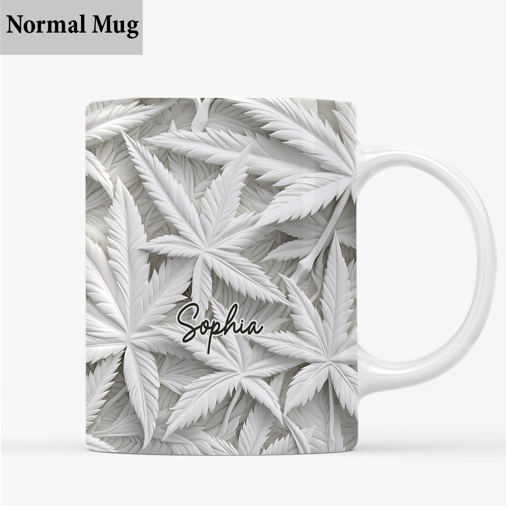 White Leaves - Personalized Weed Mug