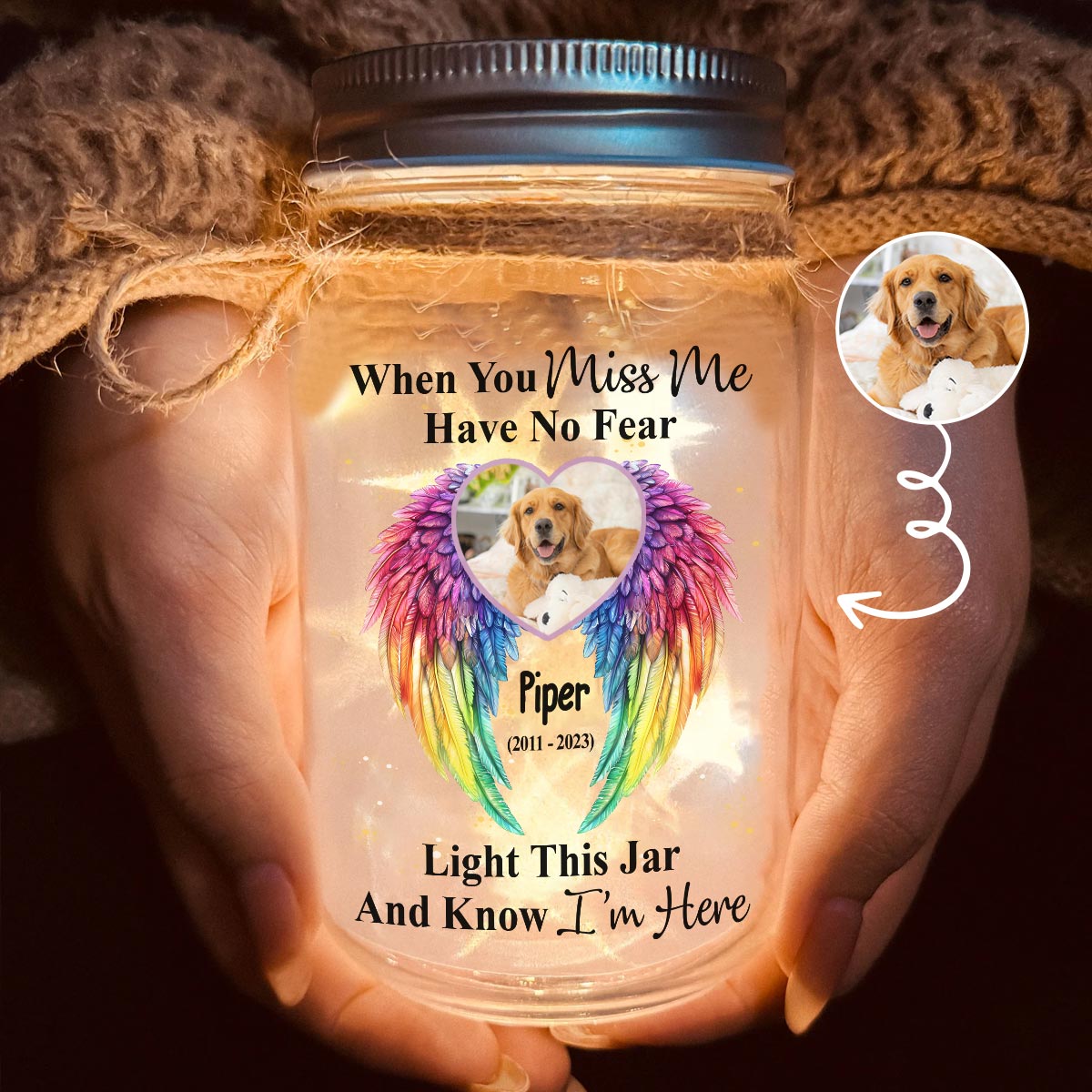 When You Miss Me Have No Fear - Personalized Dog Mason Jar Light