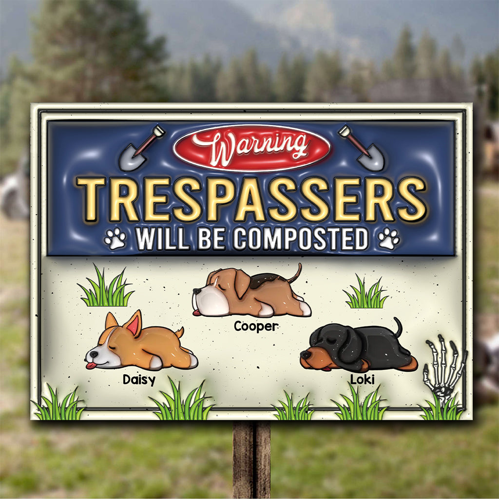 Trespassers Will Be Composted - Personalized Dog Rectangle Metal Sign