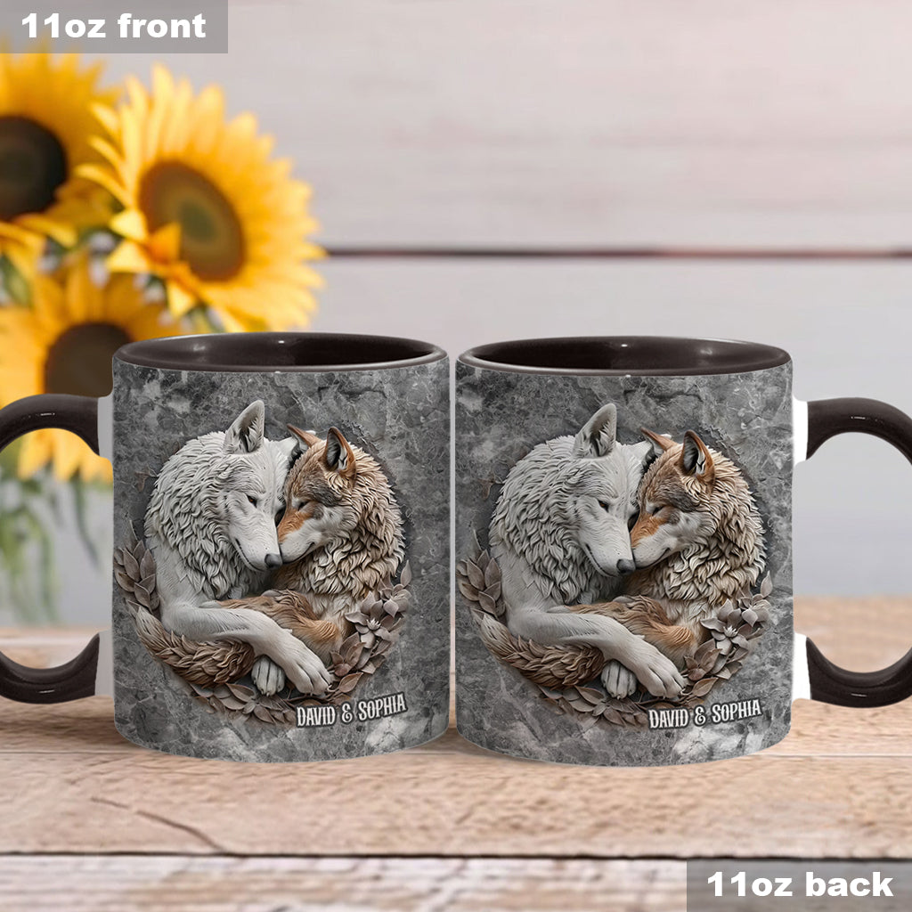 Wolf Couple - Personalized Wolf Accent Mug