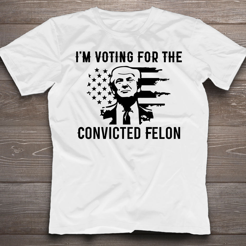 Trump 2024 T-shirt, Convicted FeI0n Shirt, I'm Voting Convicted FeI0n Shirt, Retro American Flag Trump Shirt