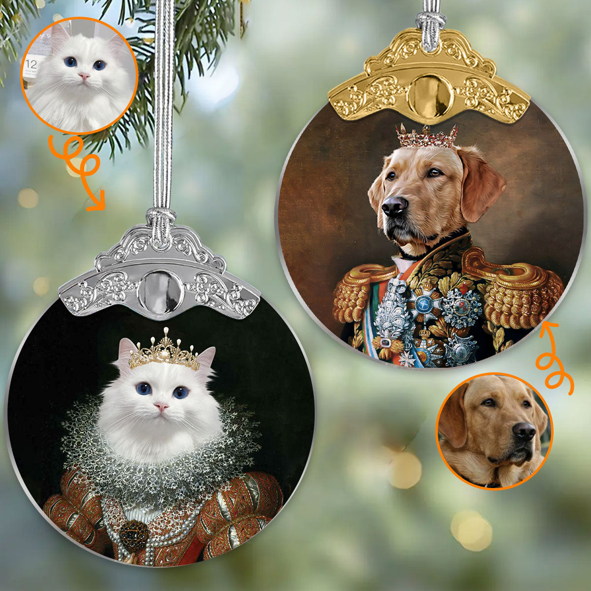 Custom Royal Pet Portrait - Personalized Dog Vintage Ornament