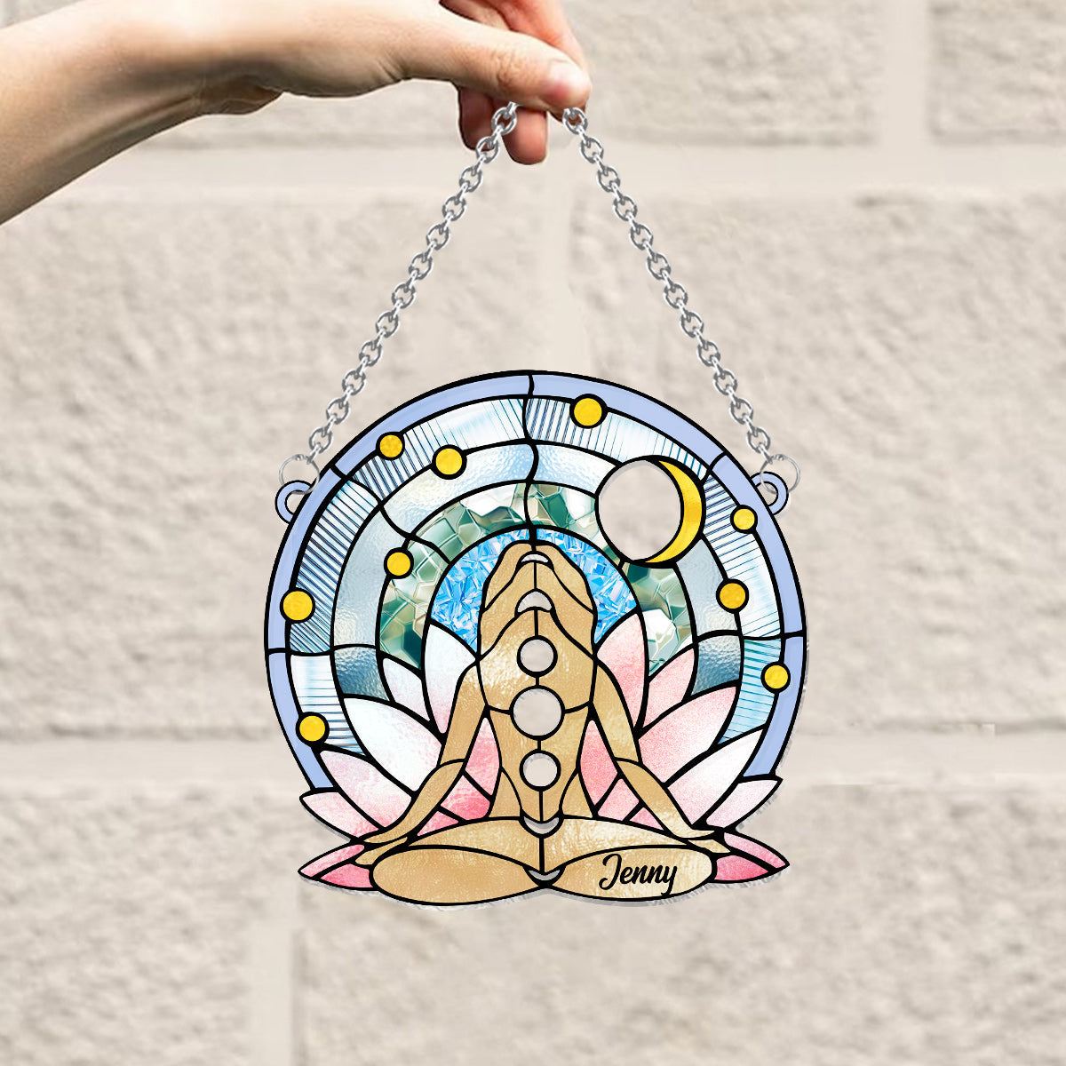 Namaste - Personalized Yoga Window Hanging Suncatcher Ornament