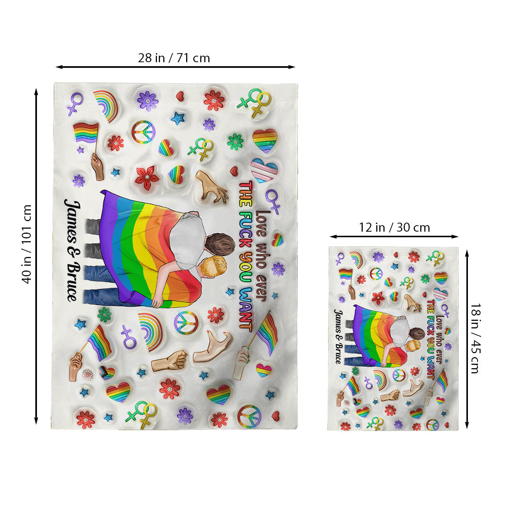 Love Whoever You Want - Personalized LGBT Support House Flag