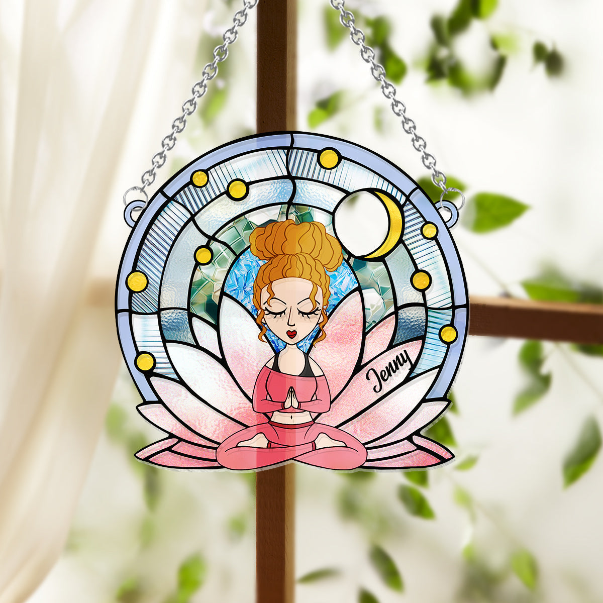 Namaste - Personalized Yoga Window Hanging Suncatcher Ornament