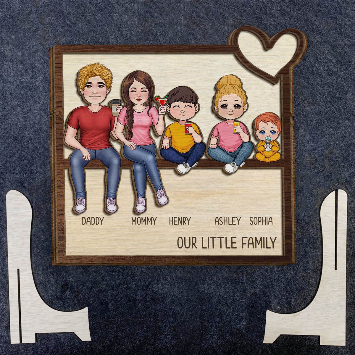 Our Little Family - Personalized Family 2 Layered Wood Sign / Wood Plaque