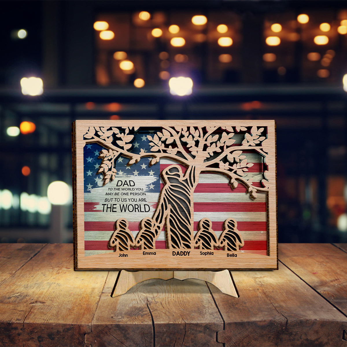 To Us You Are The World - Personalized Father 2 Layered Wood Sign / Wood Plaque
