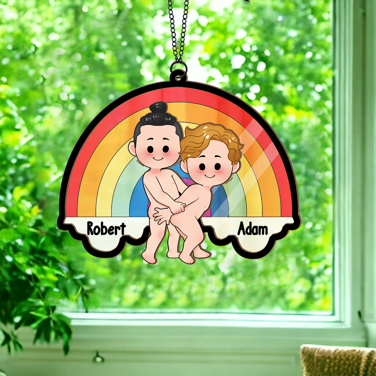 Love Is Love - Personalized LGBT Support 2 Layered Window Hanging Suncatcher