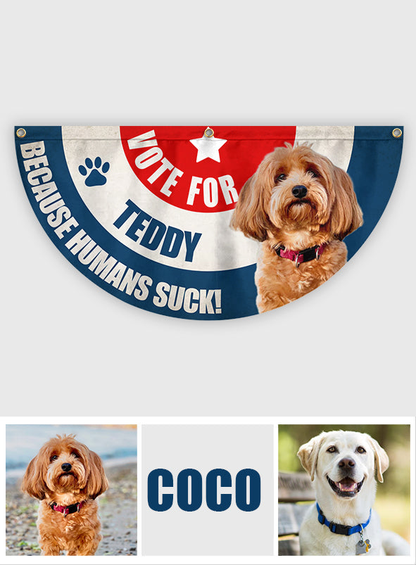 Vote For My Fur Baby Any Photo - Personalized Dog Pleated Fan Flag