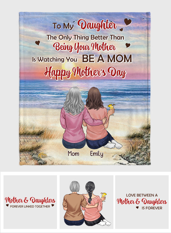 To My Daughter Vintage Tropical Sunset - Personalized Daughter Blanket