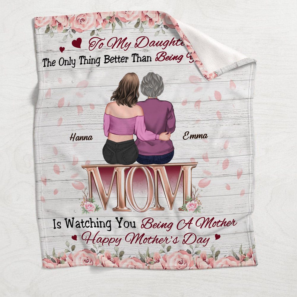 Watching You Be A Mom - Personalized Daughter Blanket