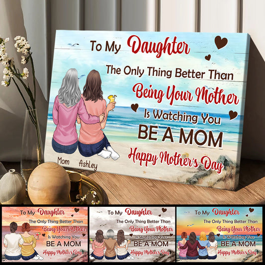 To My Daughter Vintage Tropical Sunset - Personalized Daughter Canvas And Poster