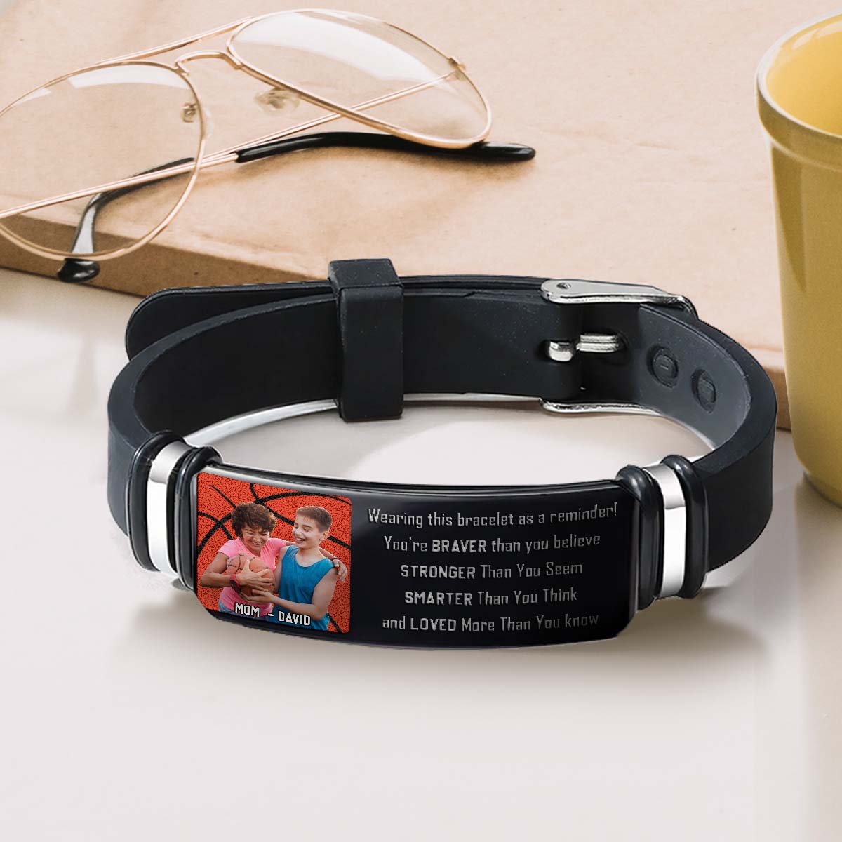 You're Braver Than You Believe - Personalized Basketball Engraved Bracelet