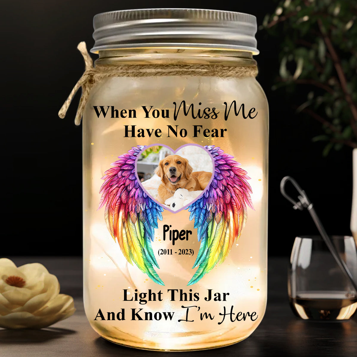 When You Miss Me Have No Fear - Personalized Dog Mason Jar Light