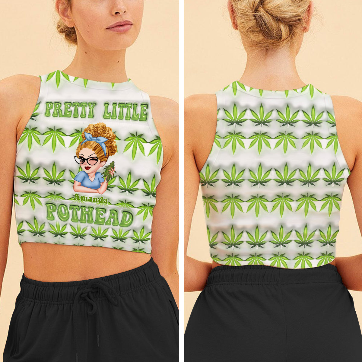 Pretty Lil' Pothead - Personalized Weed Crop Tank Top
