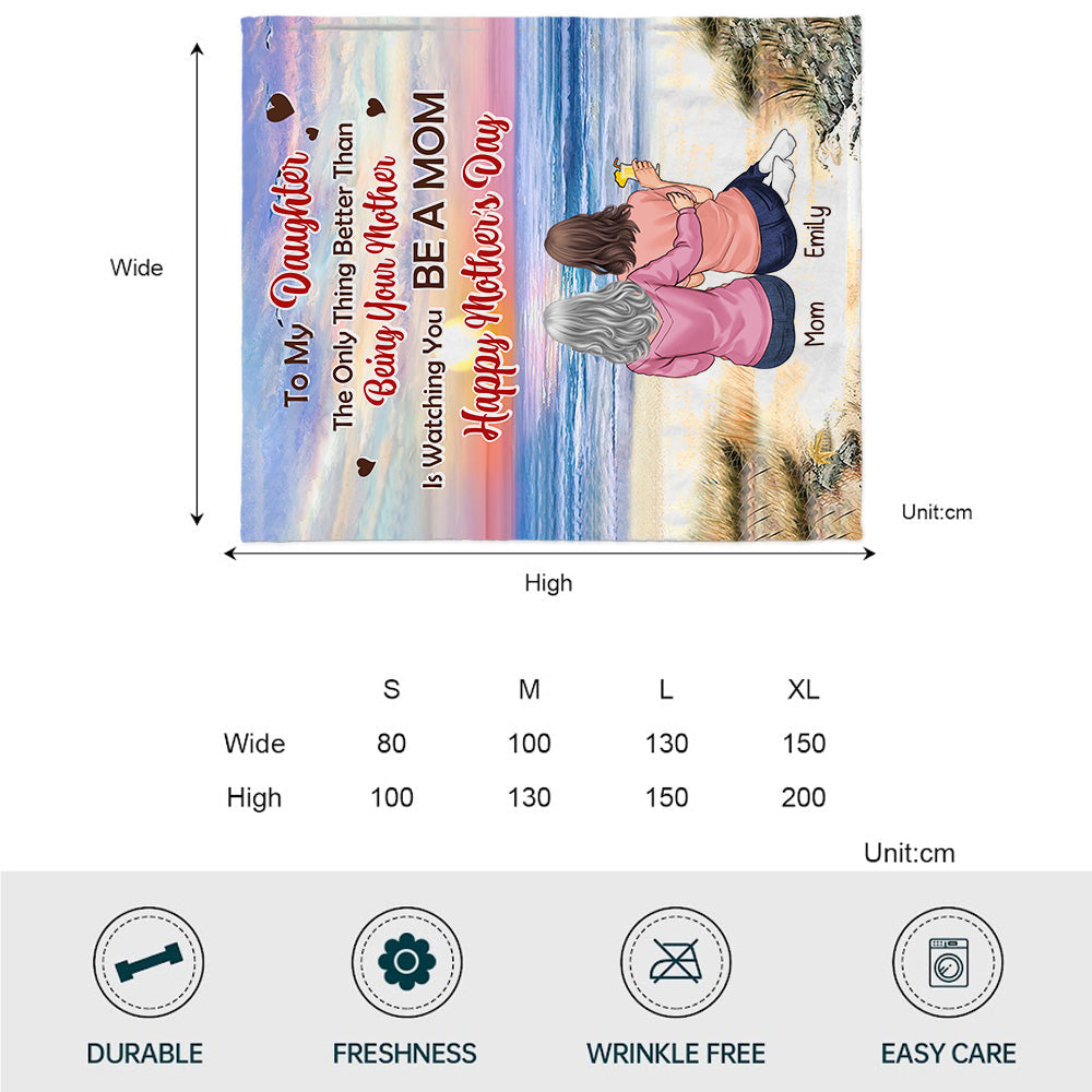 To My Daughter Vintage Tropical Sunset - Personalized Daughter Blanket