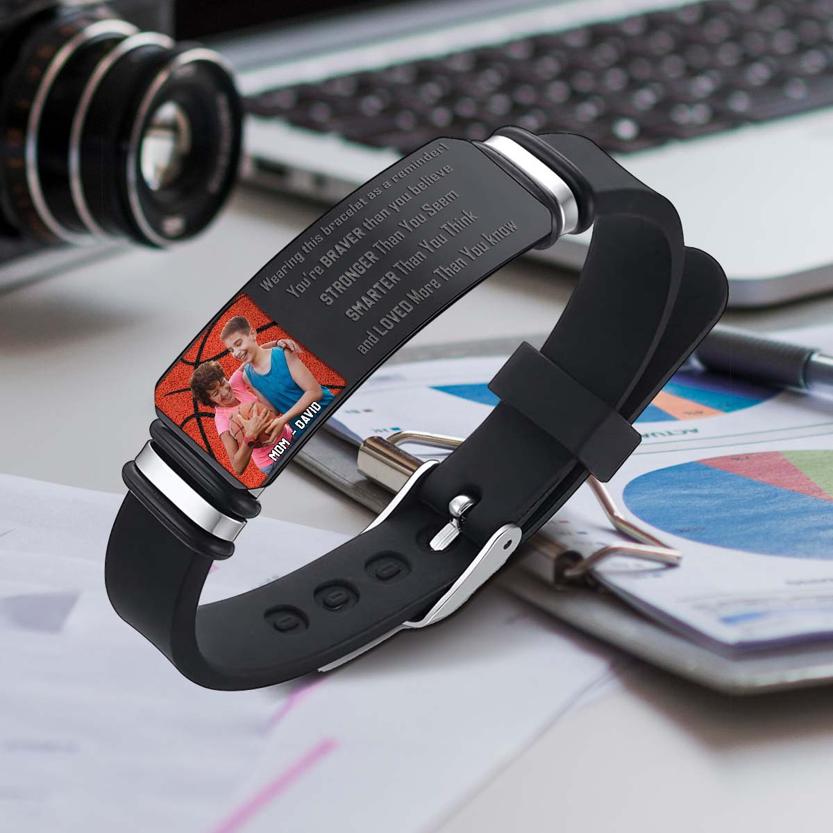 You're Braver Than You Believe - Personalized Basketball Engraved Bracelet