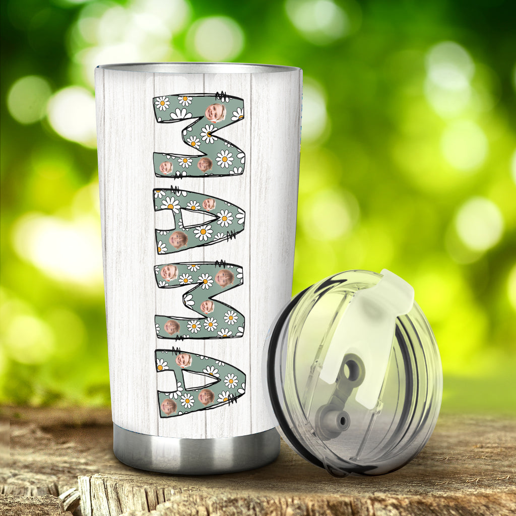 Mama Est. Photo Face Custom Daisy - Personalized Mother Tumbler