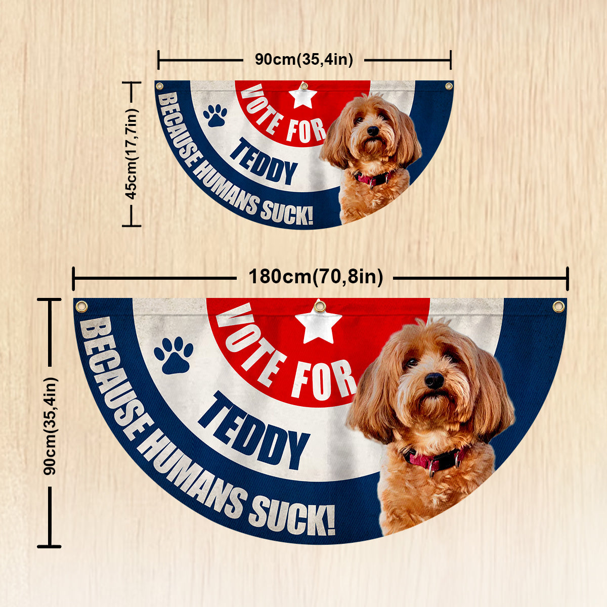 Vote For My Fur Baby Any Photo - Personalized Dog Pleated Fan Flag