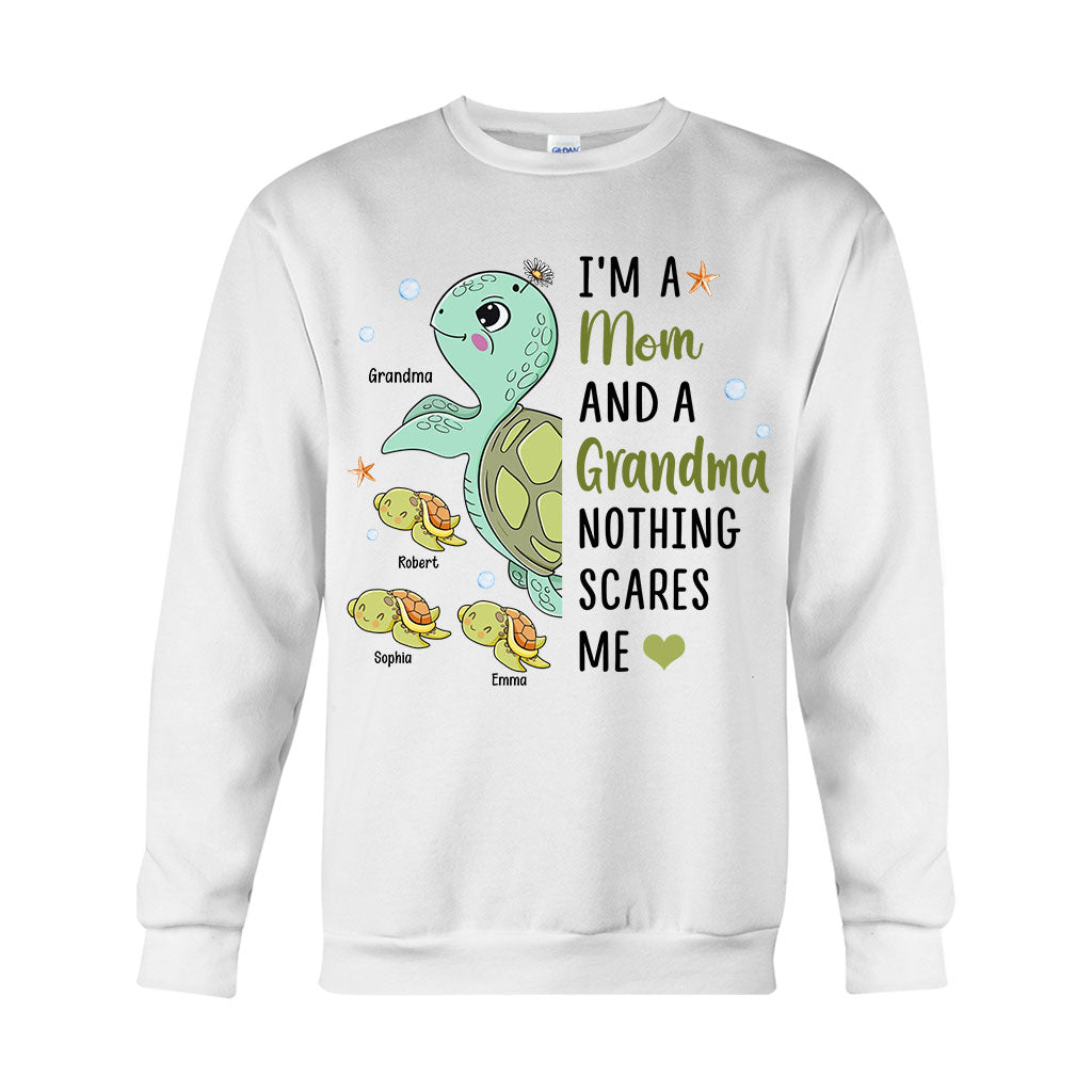 Nothing Scares Me Grandma Turtle Version - Personalized Grandma T-shirt And Hoodie