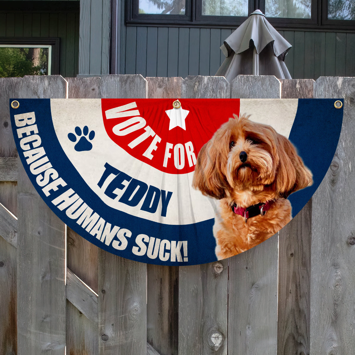 Vote For My Fur Baby Any Photo - Personalized Dog Pleated Fan Flag