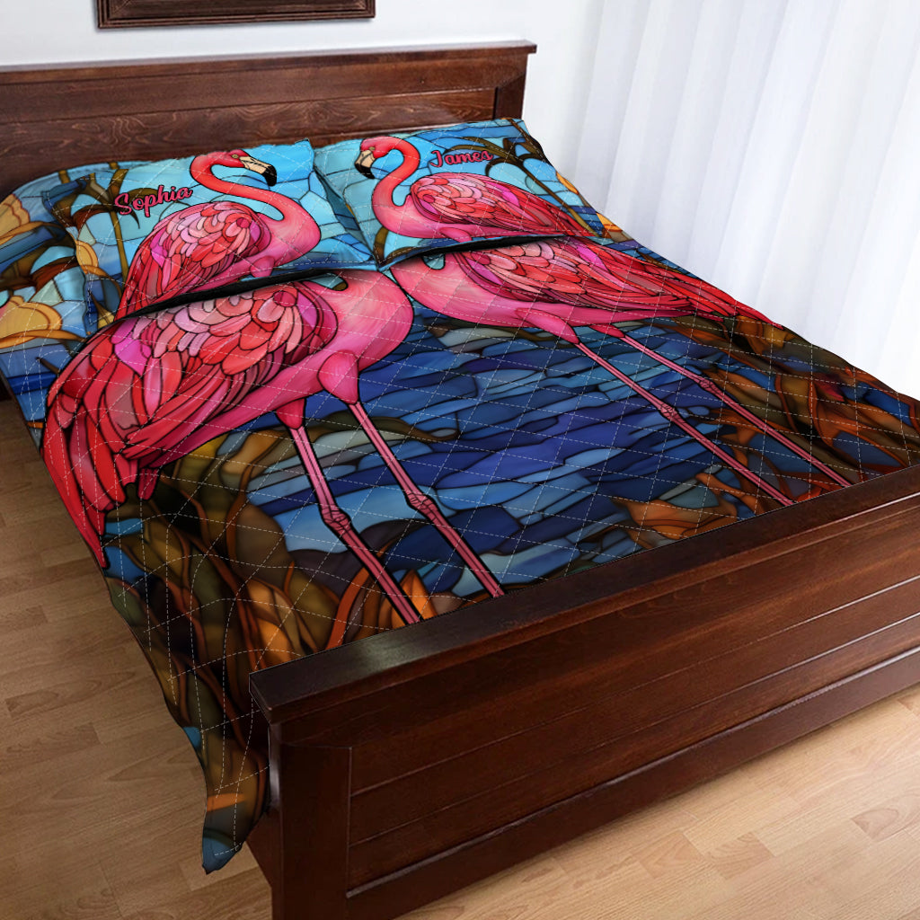 Love Flamingos - Personalized Flamingo Quilt Set