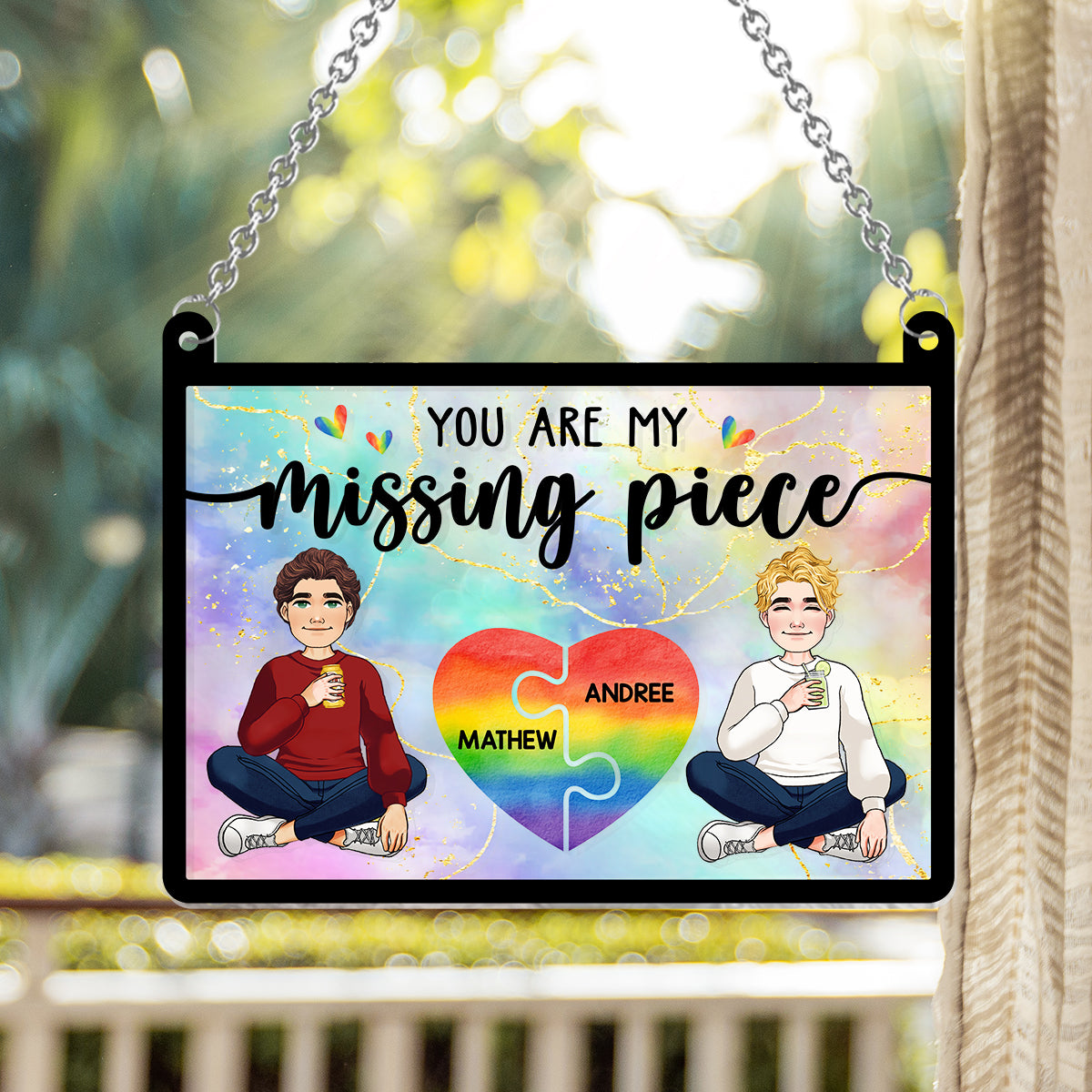 My Missing Piece - Personalized LGBT Support Window Hanging Suncatcher Ornament