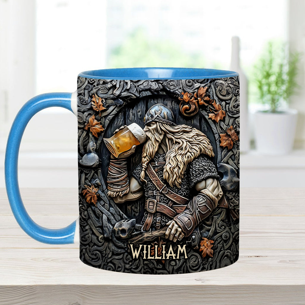 Viking Warrior Drinking Legend Raise Your Horn - Personalized Viking Accent Mug