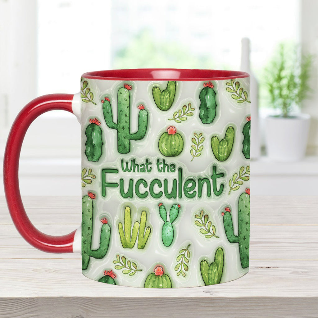 What The Fucculent Succulents Plants - Personalized Cactus Accent Mug