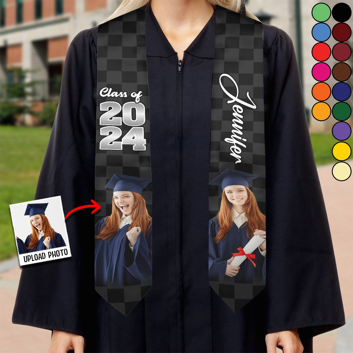 Photo Custom Graduation Stole Sash - Personalized Graduation Graduation Stole