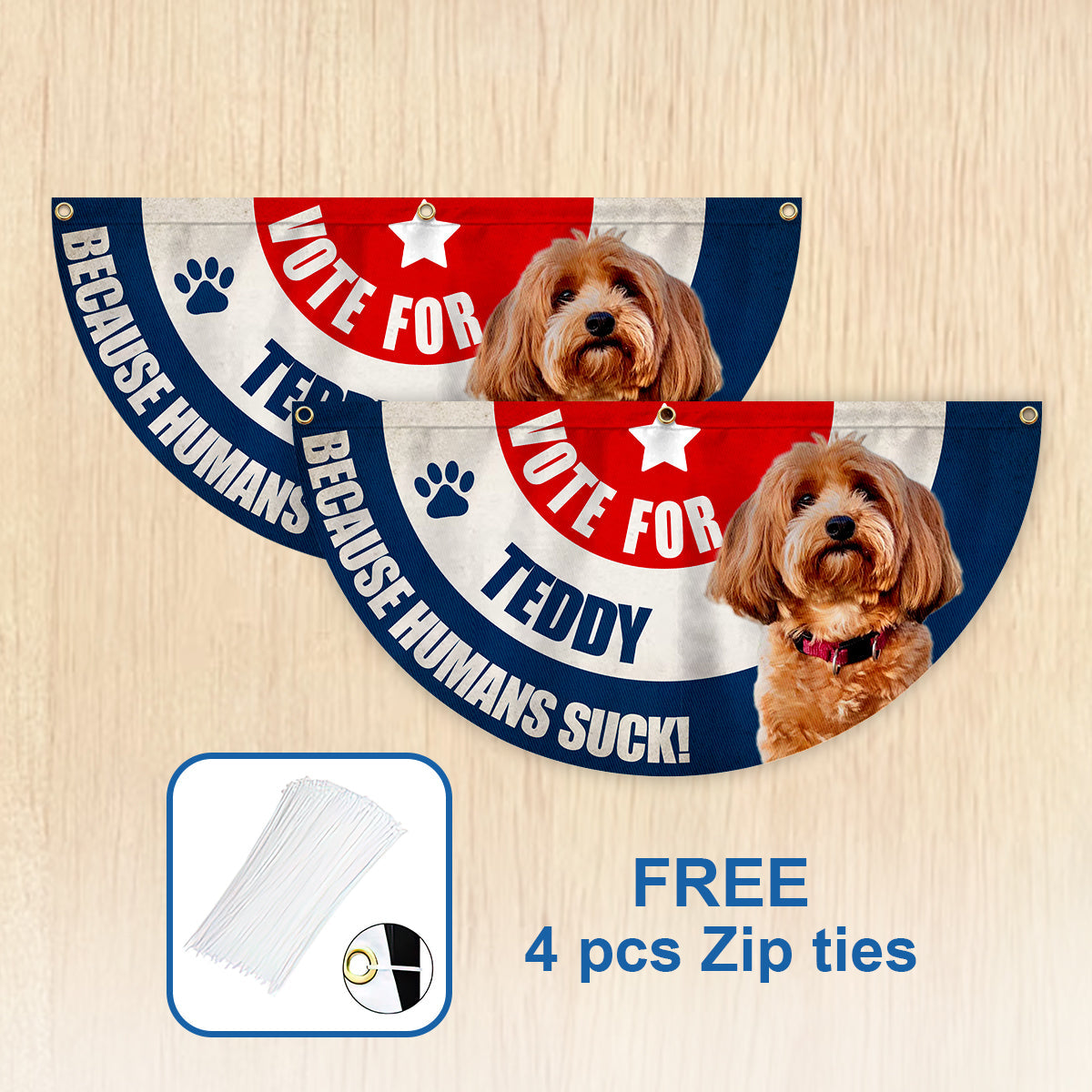 Vote For My Fur Baby Any Photo - Personalized Dog Pleated Fan Flag