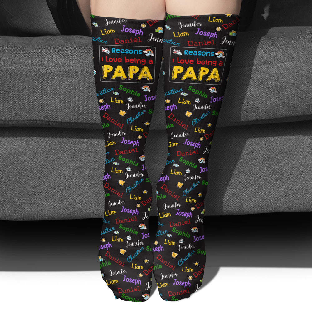 Reasons I Love Being A Grandpa - Personalized Grandpa Socks