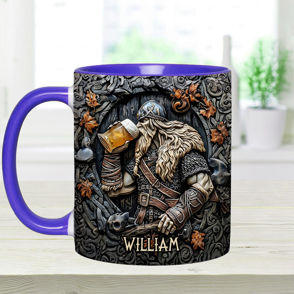 Viking Warrior Drinking Legend Raise Your Horn - Personalized Viking Accent Mug