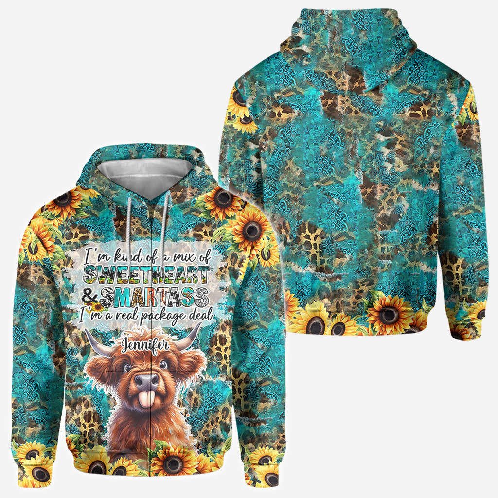 Sassy Highland Cow - Personalized All Over Shirt