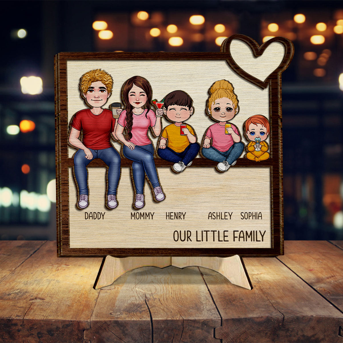 Our Little Family - Personalized Family 2 Layered Wood Sign / Wood Plaque