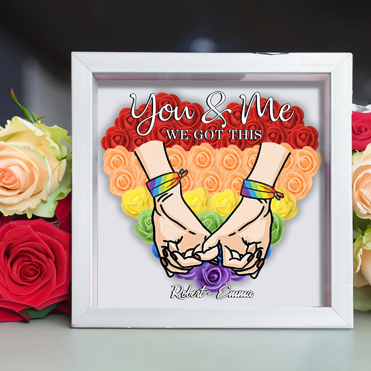We Got This - Personalized LGBT Support Custom Shaped Flower Shadow Box