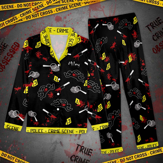 True Crime Junkie - Personalized Button Down Pajamas