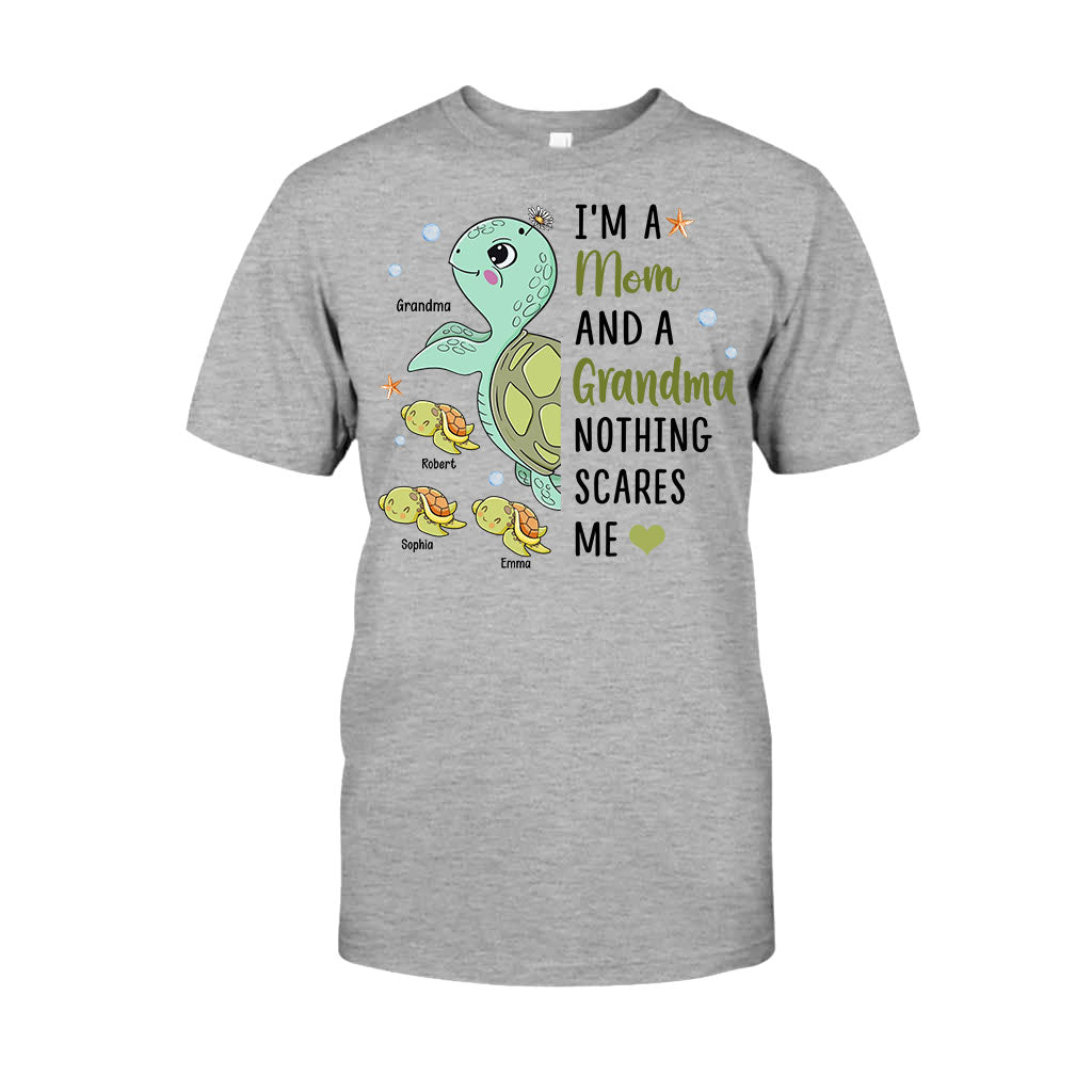 Nothing Scares Me Grandma Turtle Version - Personalized Grandma T-shirt And Hoodie
