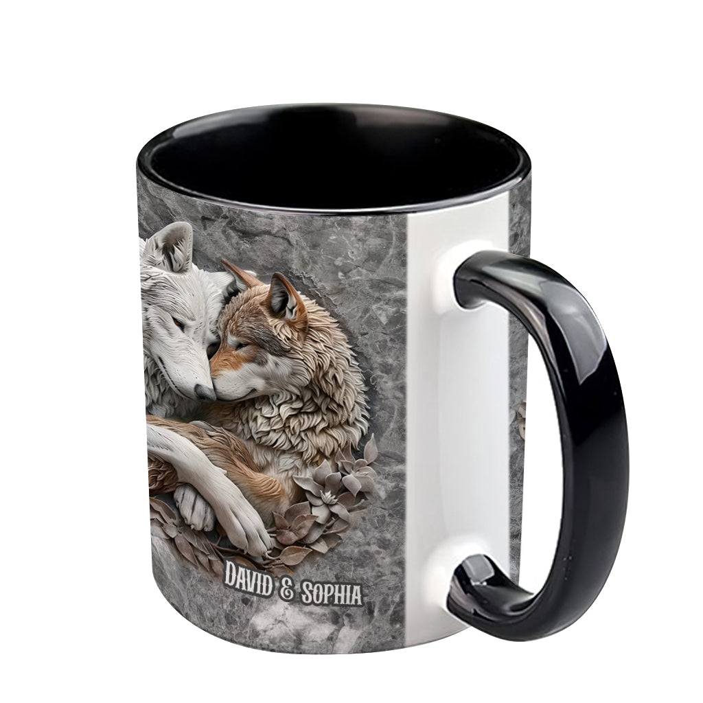 Wolf Couple - Personalized Wolf Accent Mug