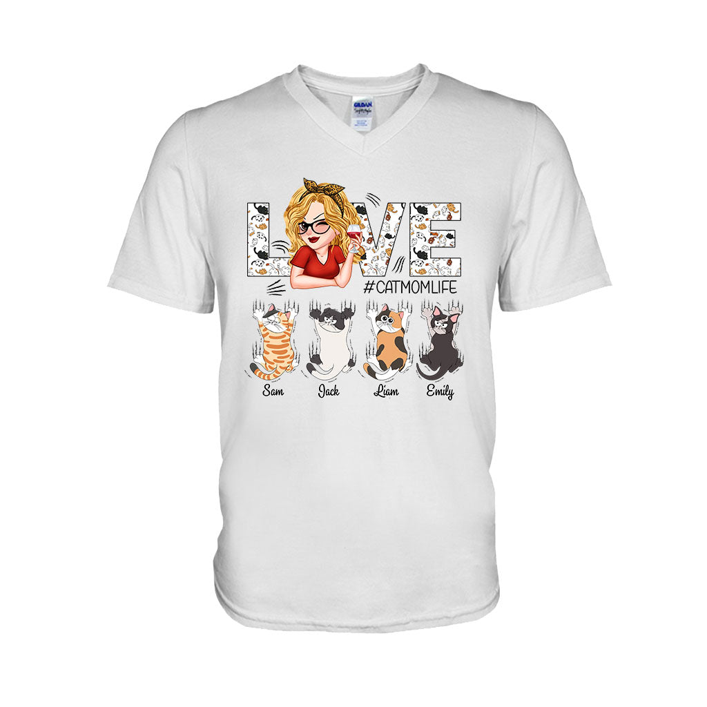 Love Cat Mom Life - Personalized Cat T-shirt And Hoodie