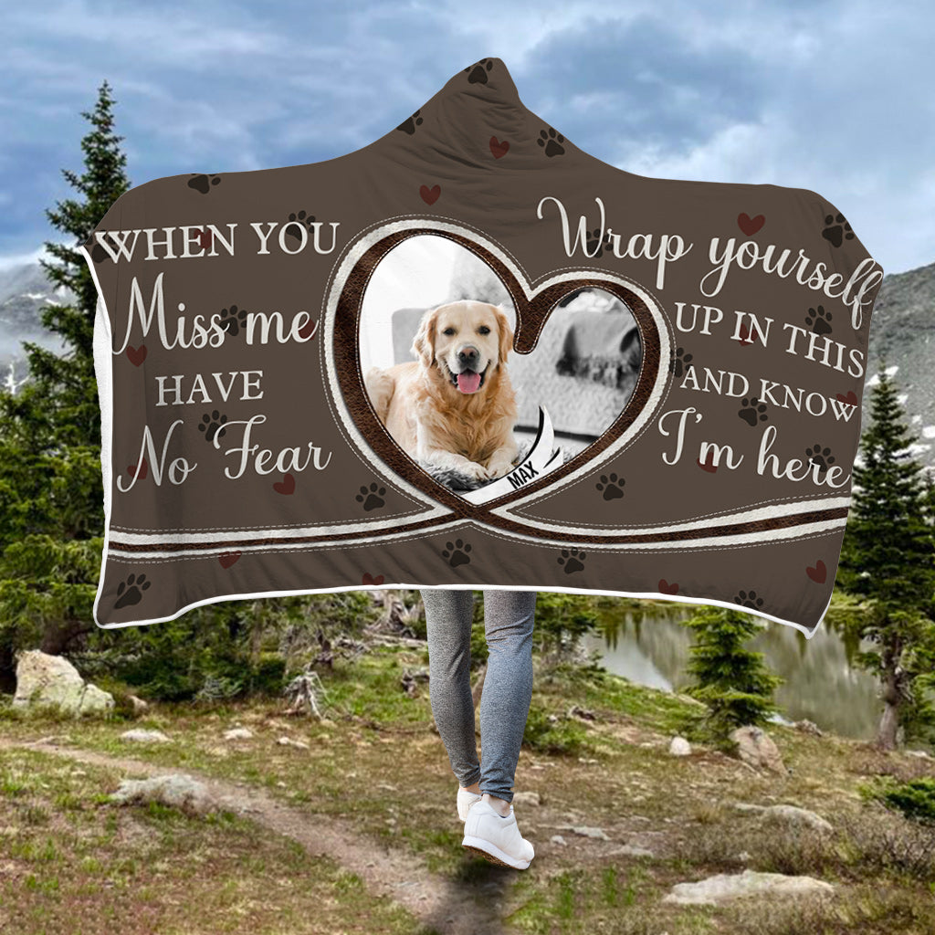 When You Miss Me - Personalized Dog Hooded Blanket