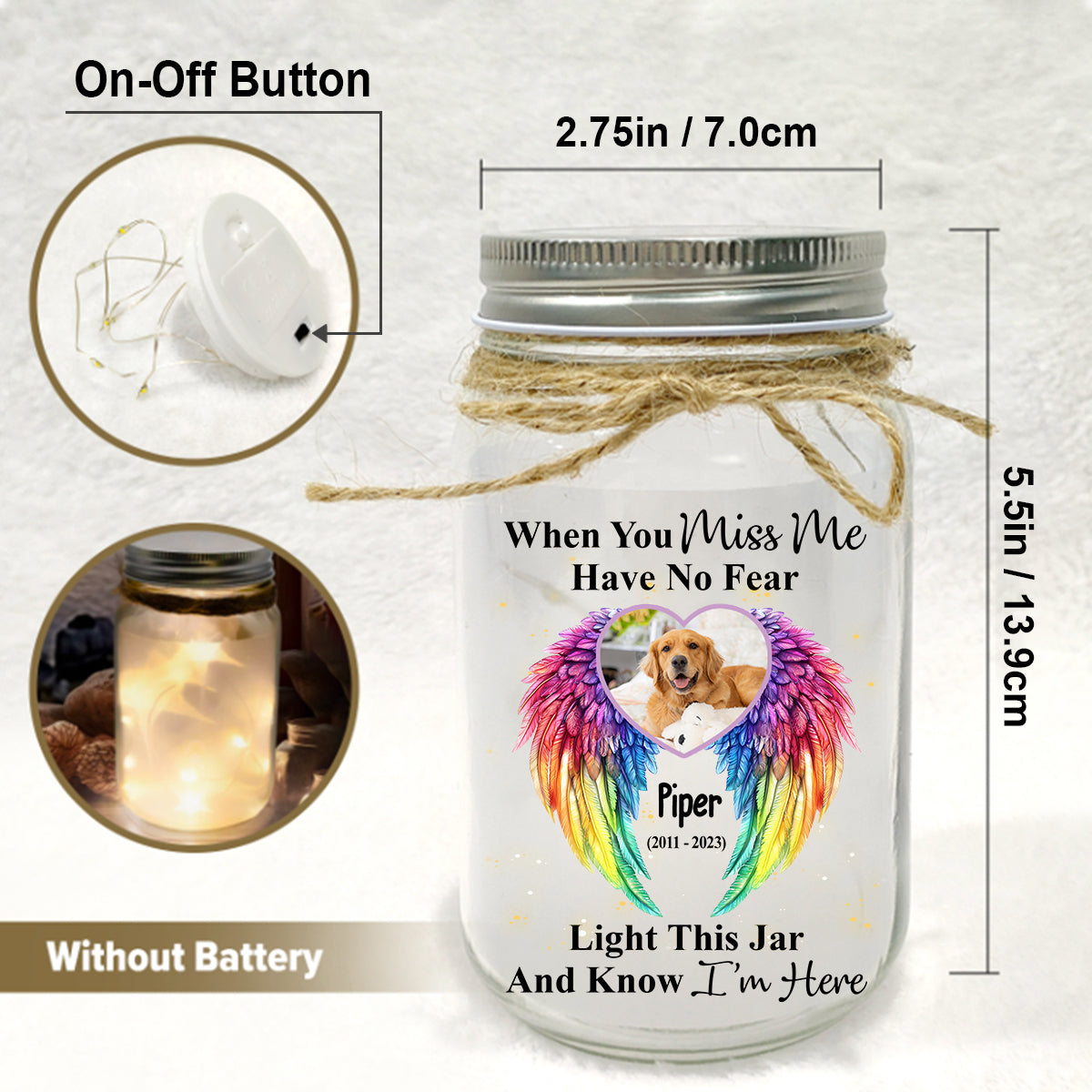 When You Miss Me Have No Fear - Personalized Dog Mason Jar Light