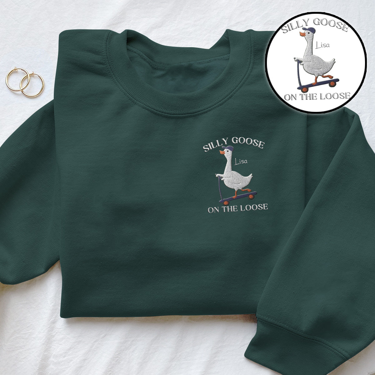 Silly Goose Sweatshirt Embroidered - Personalized Sarcasm Embroidered Sweater