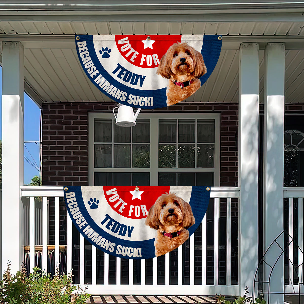 Vote For My Fur Baby Any Photo - Personalized Dog Pleated Fan Flag