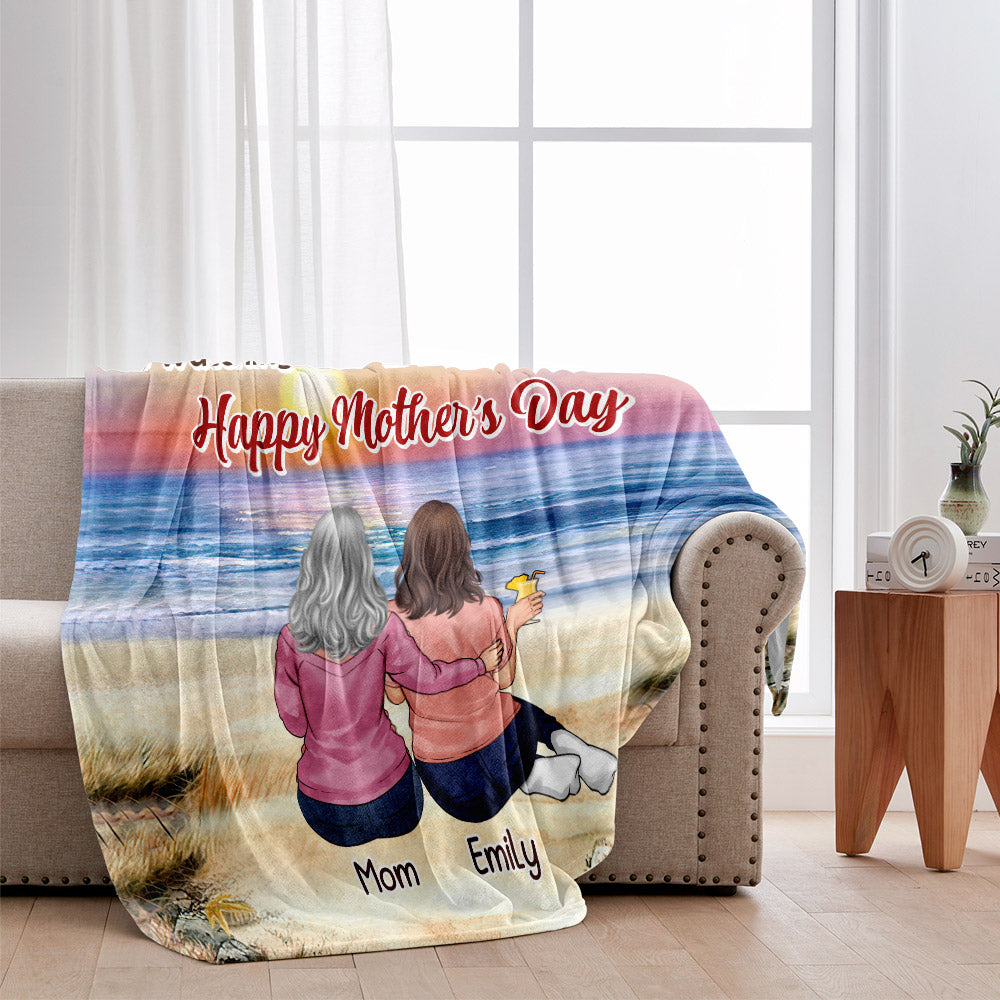 To My Daughter Vintage Tropical Sunset - Personalized Daughter Blanket