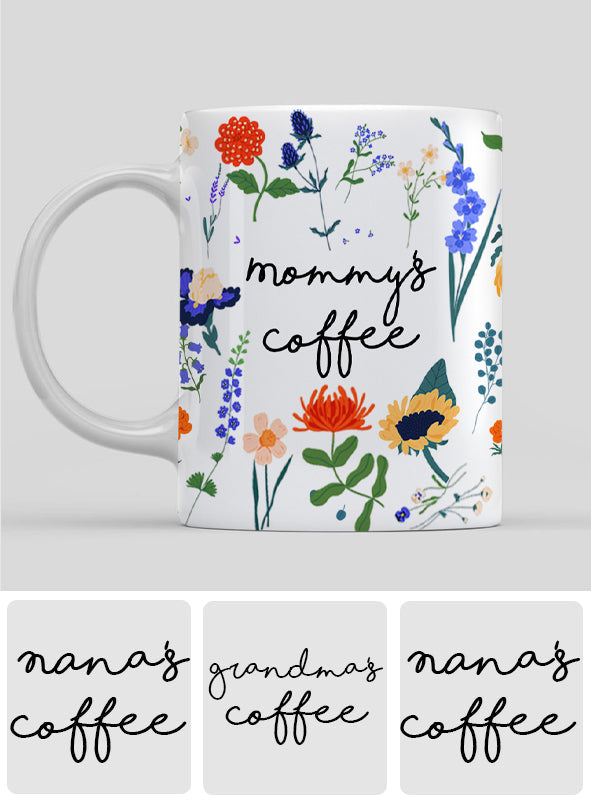 Any Title Coffee Cup Botanical Floral Style - Personalized Mother Mug