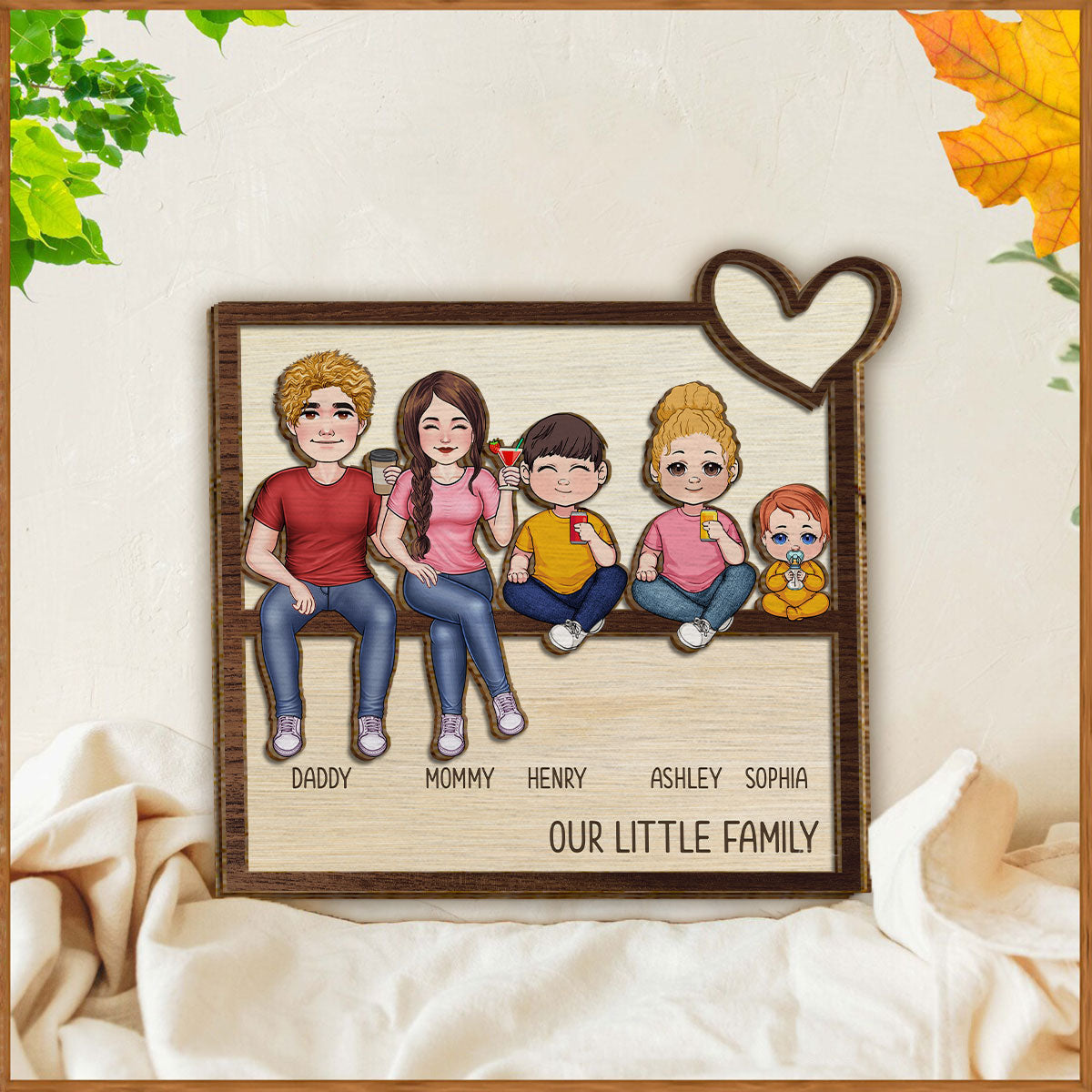 Our Little Family - Personalized Family 2 Layered Wood Sign / Wood Plaque