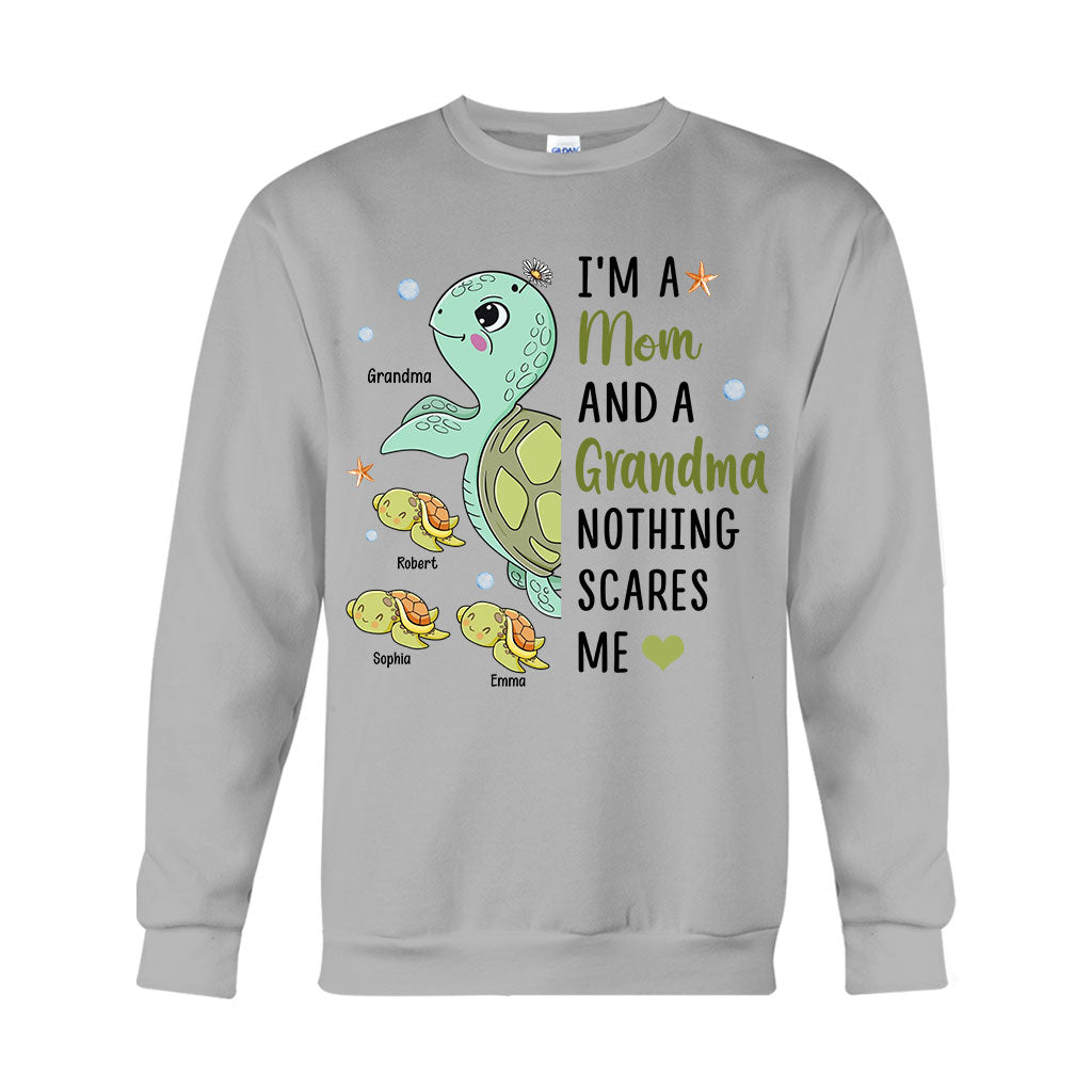 Nothing Scares Me Grandma Turtle Version - Personalized Grandma T-shirt And Hoodie