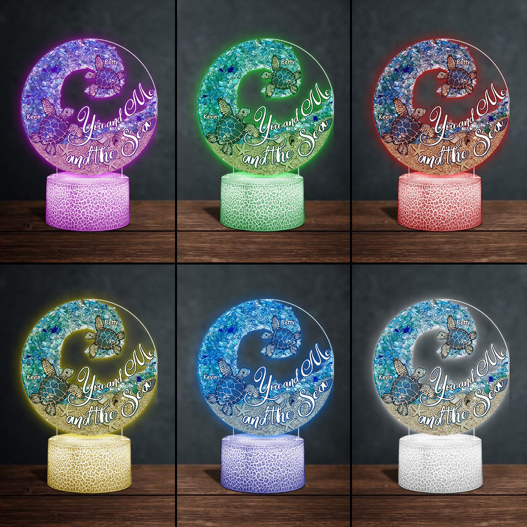 You And Me And The Beach - Personalized Couple Shaped Plaque Light Base