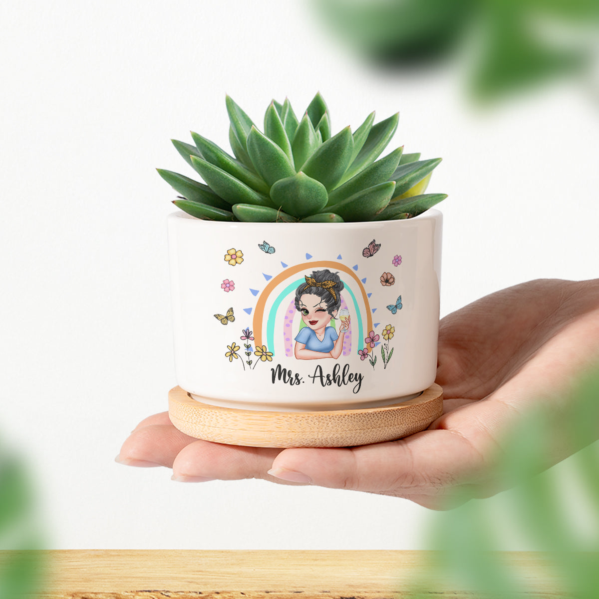 Thank You For Helping Me Grow - Personalized Teacher Ceramic Plant Pot